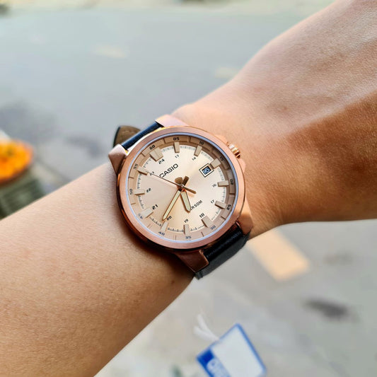 CASIO MTP-E173RL-5AVDF - ELEGANCE MEETS ADVENTURE MEN'S TIMEPIECE WITH ROSE GOLD DIAL & LEATHER BAND-i-Watch-2
