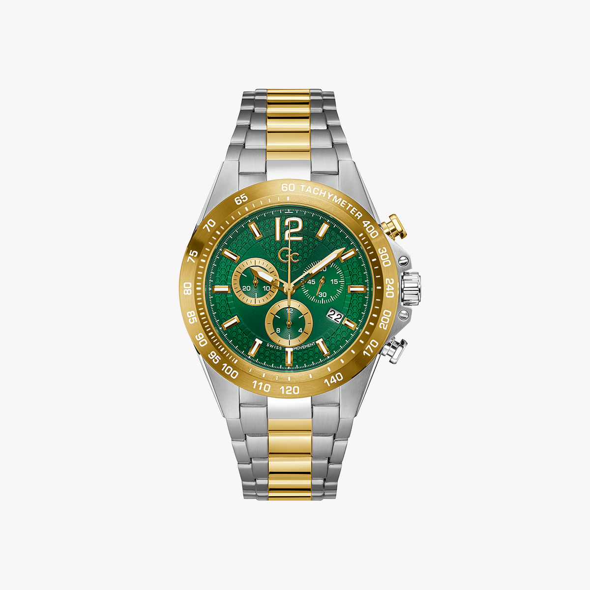 GUESS COLLECTION Z07008G9MF - ELEGANT FEMININITY TIMEPIECE WITH BOLD GREEN DIAL & GOLD/SILVER FINISH