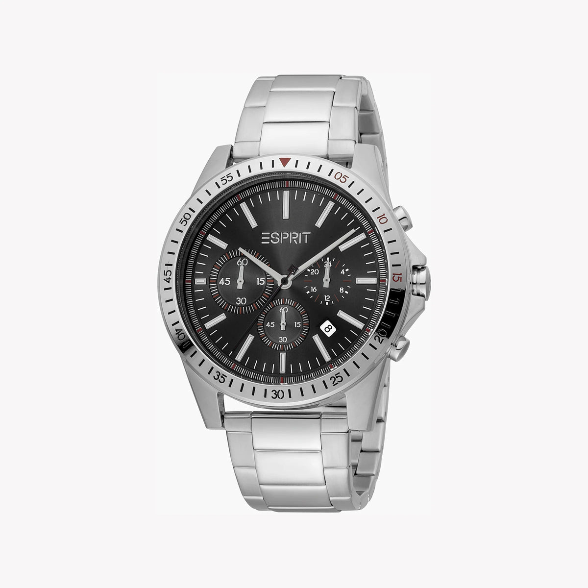 ESPRIT MEN'S STAINLESS STEEL TIMEPIECE - CLASSIC BLACK DIAL & SILVER BAND ELEGANCE