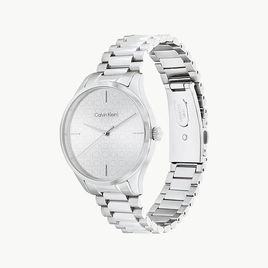 CK CALVIN KLEIN NEW COLLECTION - ELEGANT SILVER STAINLESS STEEL WOMEN'S WATCH WITH WHITE DIAL-i-Watch-2