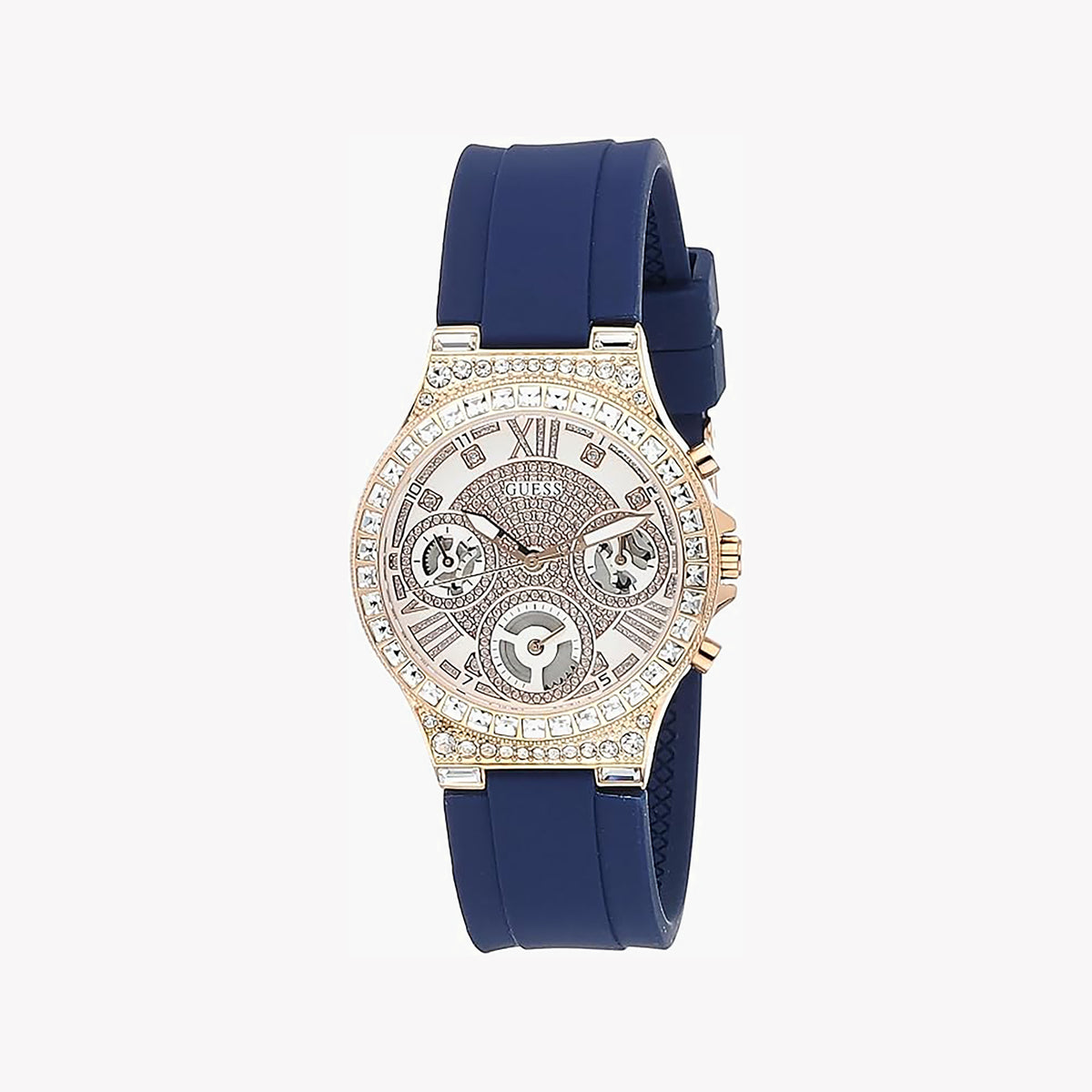 GUESS GW0257L3 - GOLDEN ELEGANCE - STUNNING WOMEN'S WATCH WITH BLUE SILICONE BAND