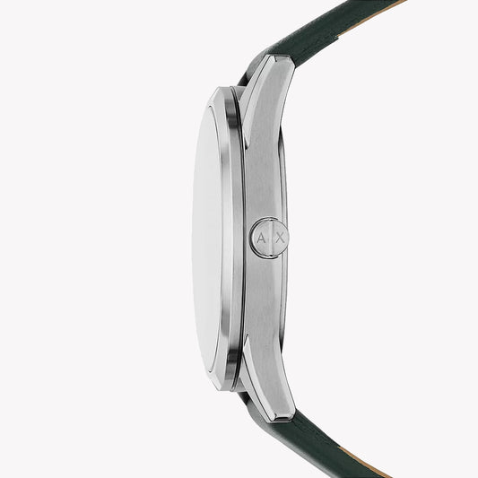ARMANI EXCHANGE Women's Watch with Silver Stainless Steel Case and Green Leather Band-i-Watch-2