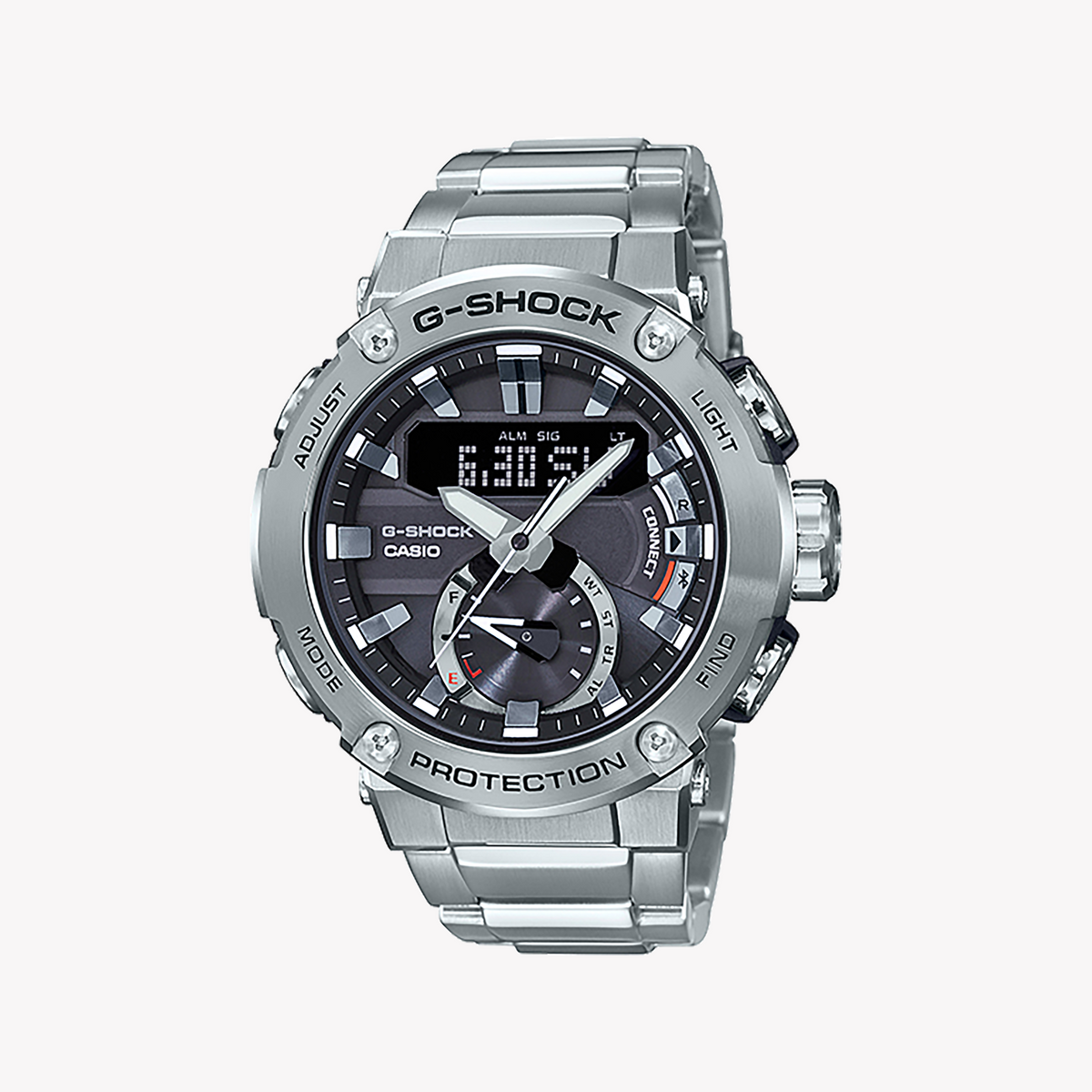 CASIO G-SHOCK GST-B200D-1ADR - BOLDLY BUILT FOR ADVENTURE & STYLE Men's Watch with Silver Stainless Steel Band and Black Dial
