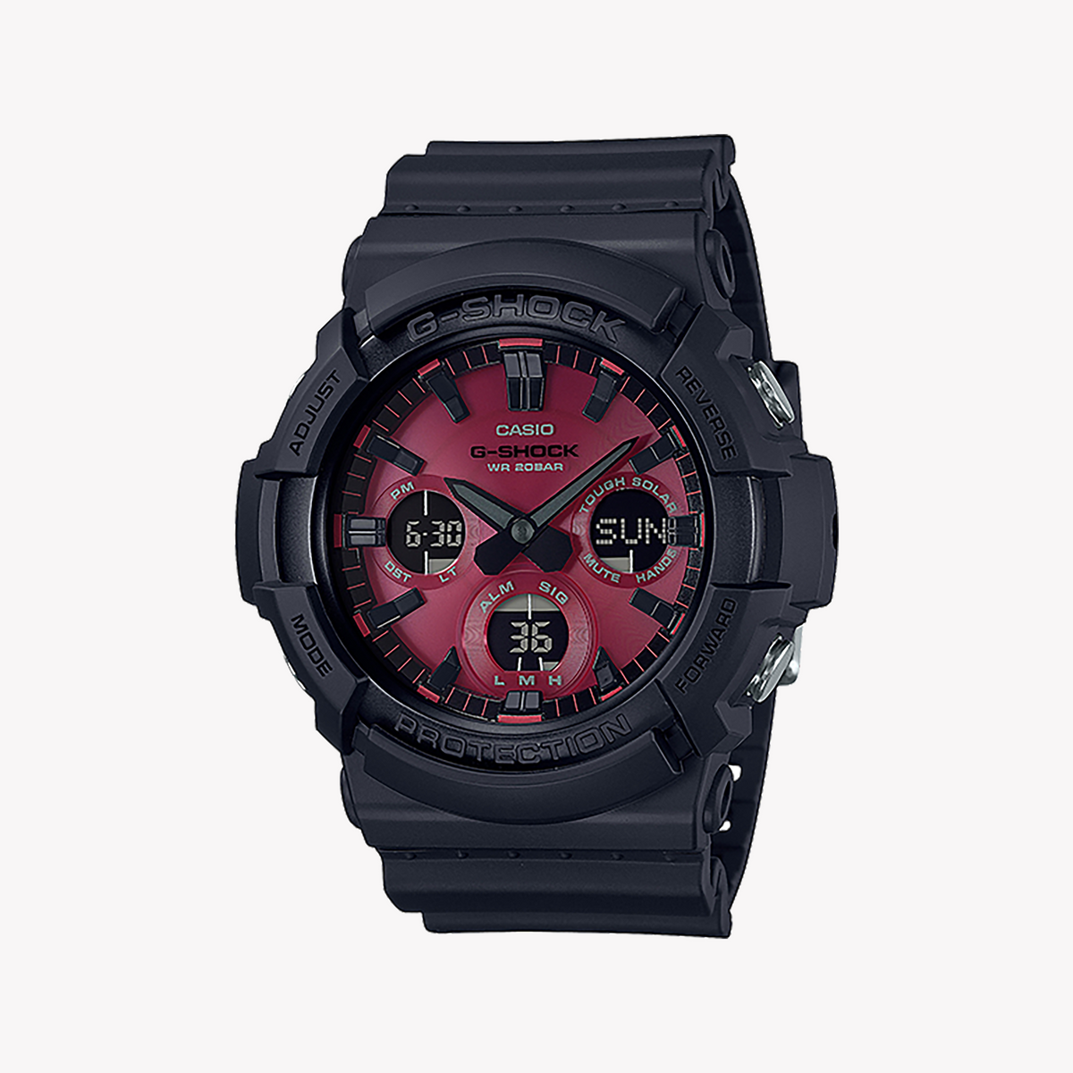 CASIO G-SHOCK GAS-100AR-1ADR - RUGGED ELEGANCE MEN'S WATCH WITH BLACK RESIN BAND & DIGITAL DIAL