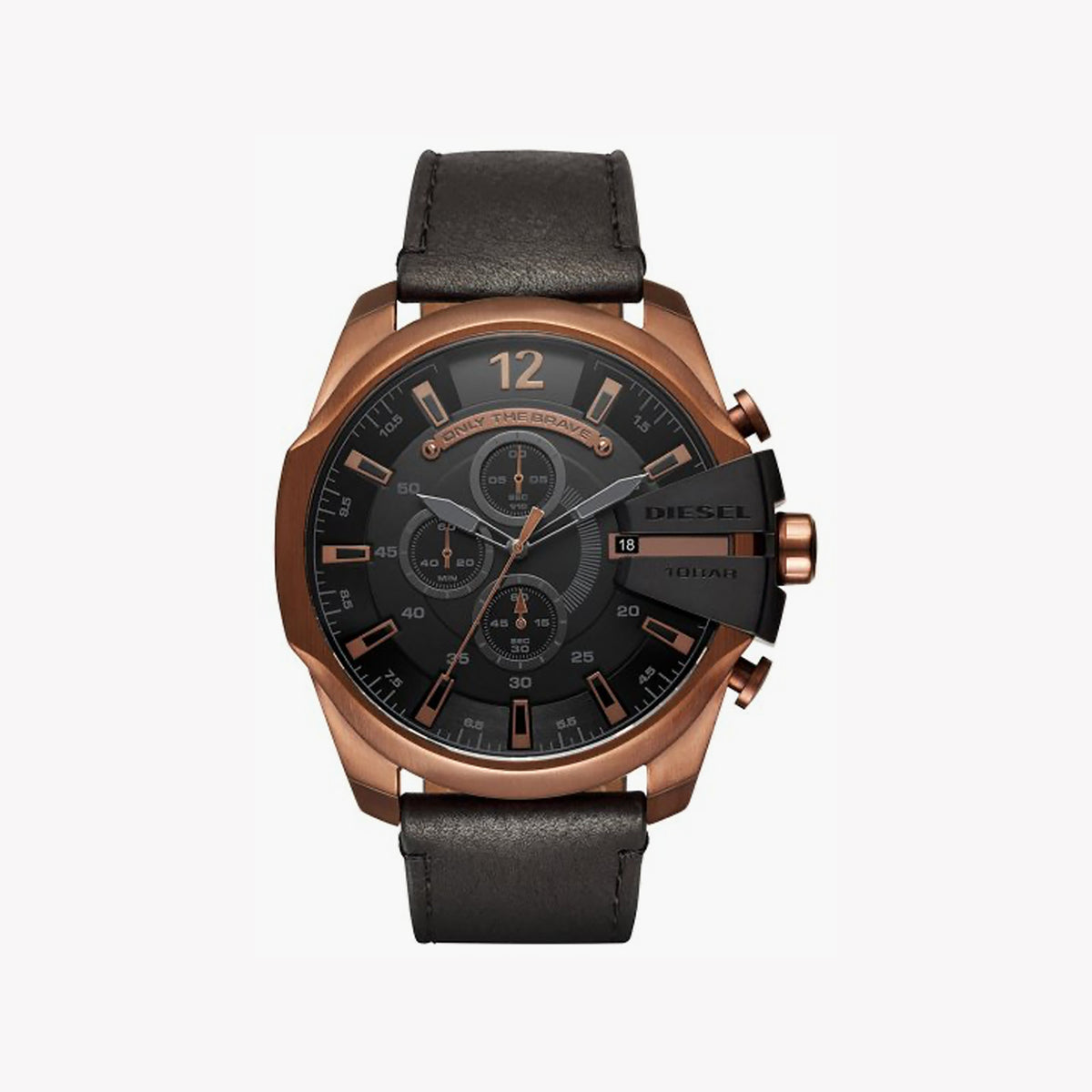 DIESEL DZ4459 BOLD ADVENTURER - RUGGED CHRONOGRAPH TIMEPIECE IN BRONZE & BLACK LEATHER
