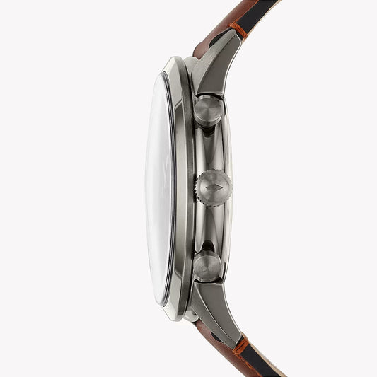 FOSSIL FS5522 TIMELESS ELEGANCE - GRAY STAINLESS STEEL & BROWN LEATHER MEN'S WATCH-i-Watch-2