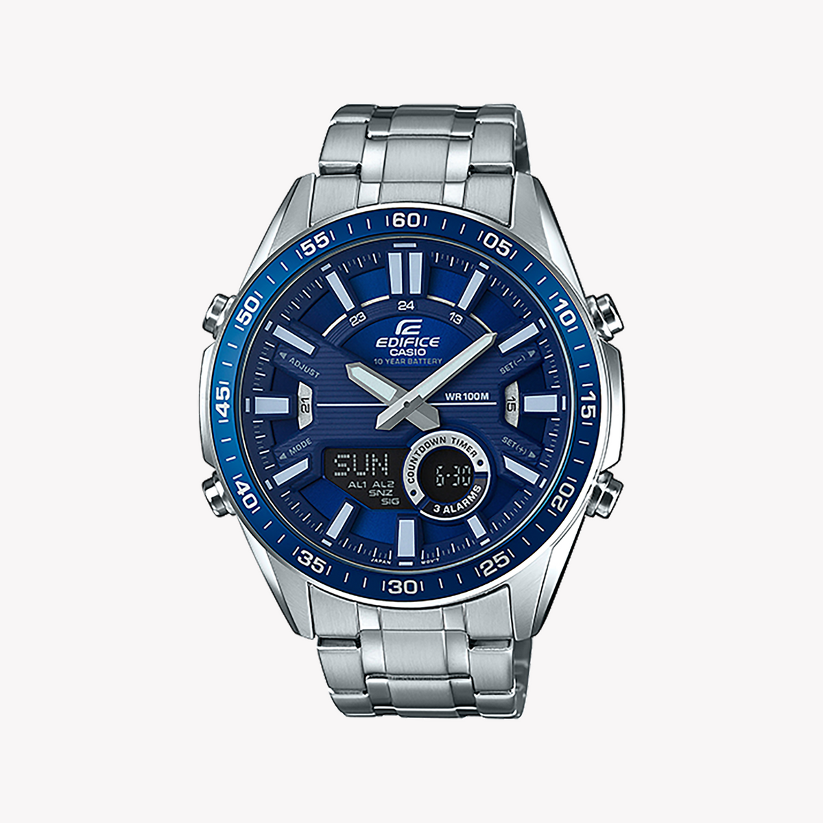 CASIO EDIFICE EFV-C100D-2AVDF MEN'S WATCH - SPORTY ELEGANCE WITH BLUE DIAL & STAINLESS STEEL BAND