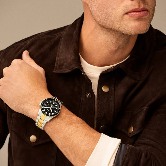 FOSSIL FS6031 TIMEPIECE - ELEGANT STAINLESS STEEL MEN'S WATCH WITH BLACK DIAL & GOLD ACCENTS-i-Watch-2