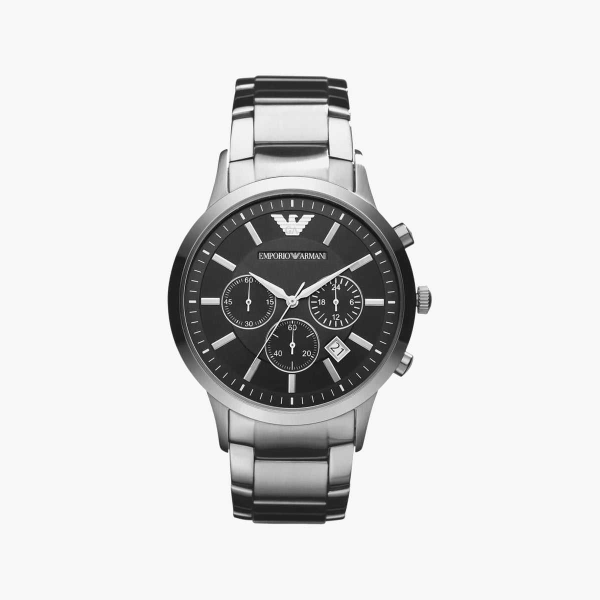 EMPORIO ARMANI AR2434 - BOLD ELEGANCE - MEN'S STAINLESS STEEL WATCH WITH BLACK DIAL