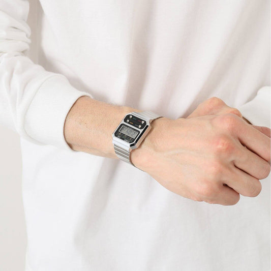 CASIO A100WE-1ADF - SPORTY ELEGANCE UNISEX DIGITAL WATCH WITH SILVER STAINLESS STEEL BAND-i-Watch-2