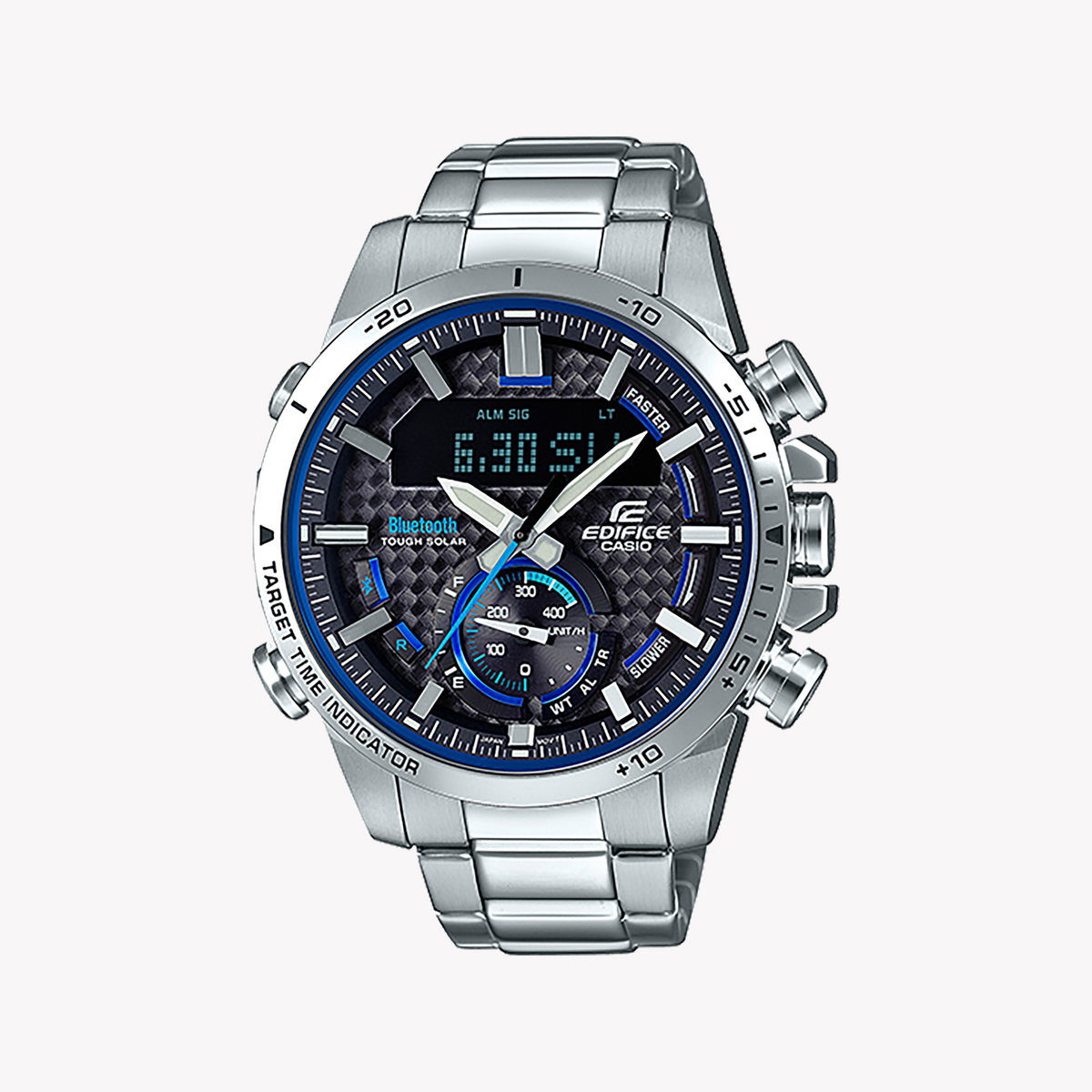 CASIO EDIFICE ECB-800D-1ADR - SPORTY ELEGANCE FOR THE MODERN ADVENTURER Men's Watch with stainless steel band and bold black dial