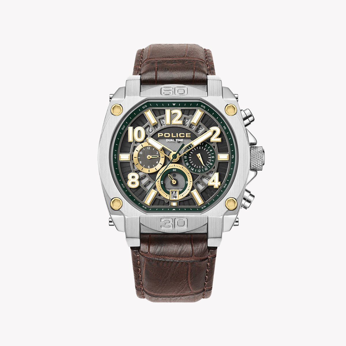 POLICE PEWJF0021902 ELEGANT TIMEPIECE - GENTLEMAN'S QUARTZ WATCH WITH LEATHER BAND & STRIKING BLACK DIAL