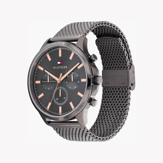 TOMMY HILFIGER 1683475 GREY STAINLESS STEEL - MODERN CHIC MEN'S WATCH WITH BLACK DIAL-i-Watch-2