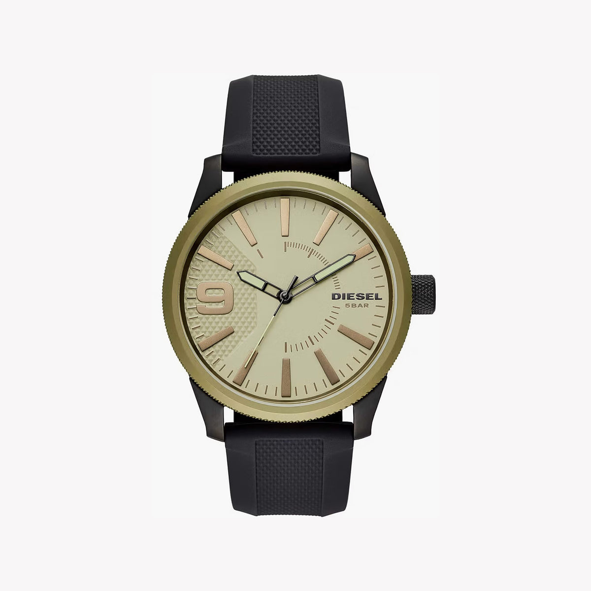 DIESEL DZ1875 DYNAMIC EDGE - MEN'S BOLD GOLD SPORT ANALOG WATCH with Black Silicone Band