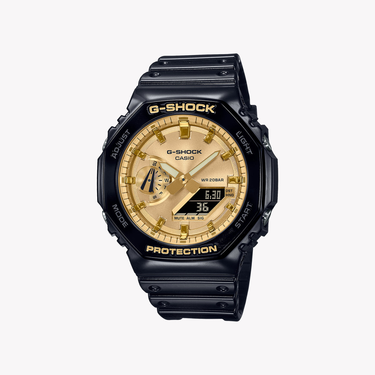 CASIO G-SHOCK GA-2100GB-1AER OAK - BOLD BLACK & GOLD MEN'S ADVENTURE WATCH