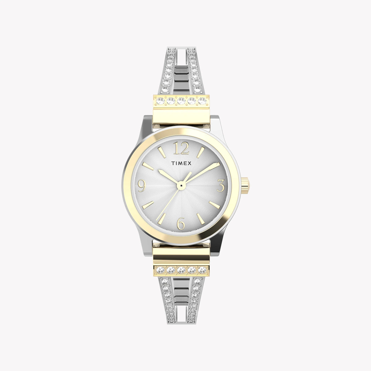TIMEX TWO-TONE CHARM - ELEGANT WOMEN’S SEMI BANGLE WATCH WITH CRYSTAL ACCENTS