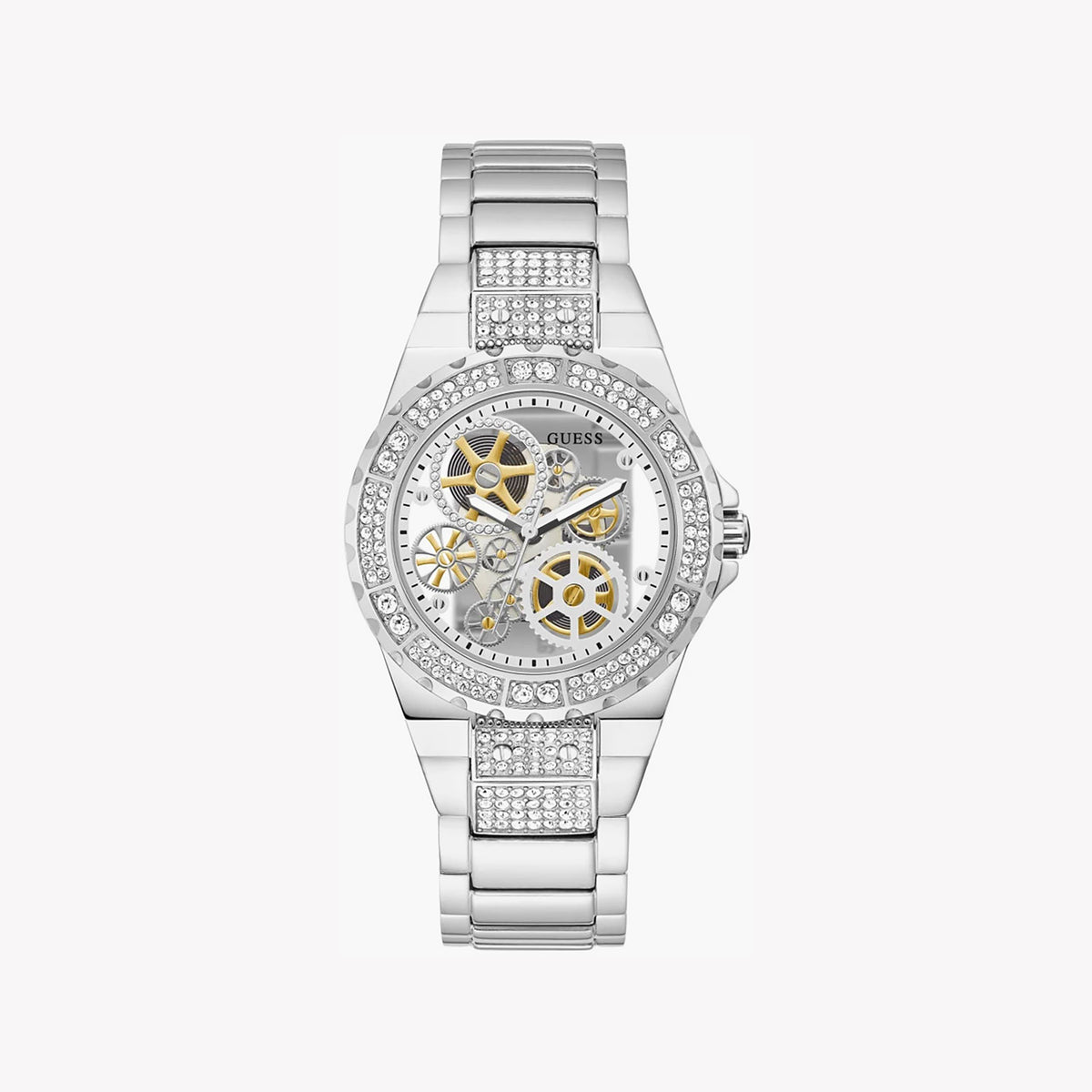 GUESS GW0302L1 SILVER SLEEK - STYLISH SOPHISTICATION WOMEN'S WATCH with stainless steel band and elegant clear dial