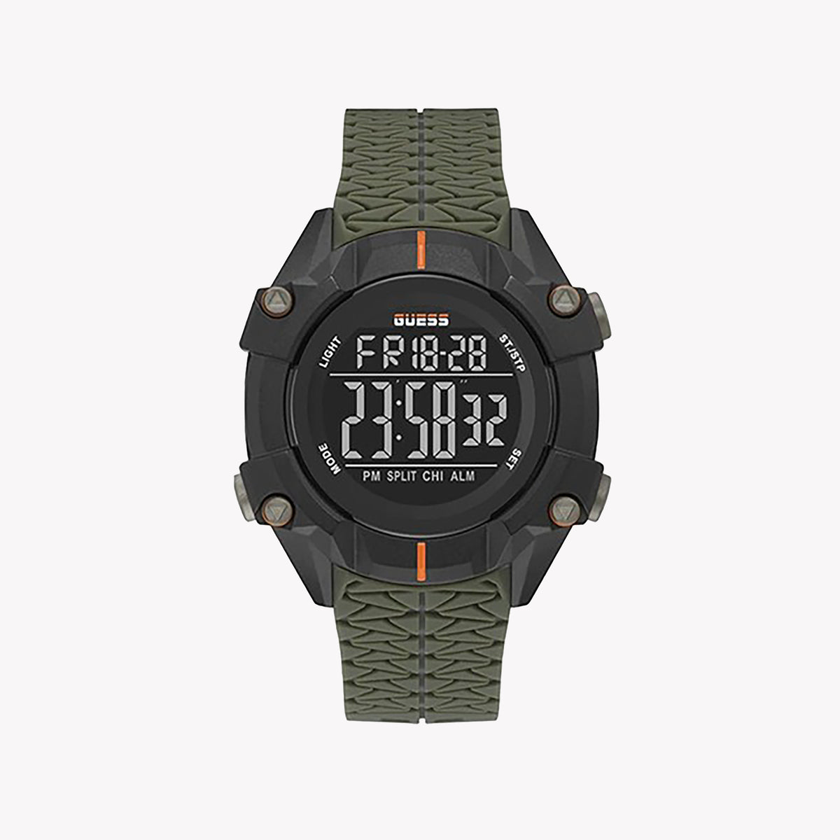 GUESS GW0342G1 - VIBRANT GREEN & BLACK STAINLESS STEEL MEN'S WATCH - BOLD STYLE, AQUATIC READY!