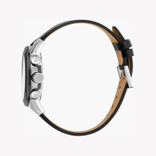 ESPRIT MENS WATCH - TIMELESS STYLE WITH BLACK LEATHER BAND & SILVER DIAL-i-Watch-2