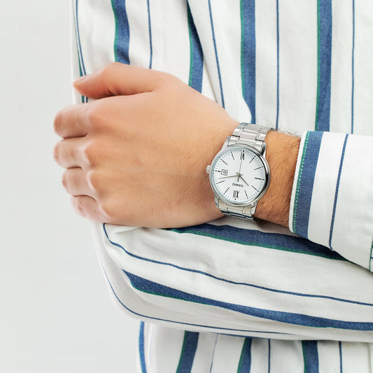 CASIO MTP-V002D-7B3UDF - ELEGANT ADVENTURER MEN'S WATCH WITH STAINLESS STEEL & WHITE DIAL-i-Watch-2