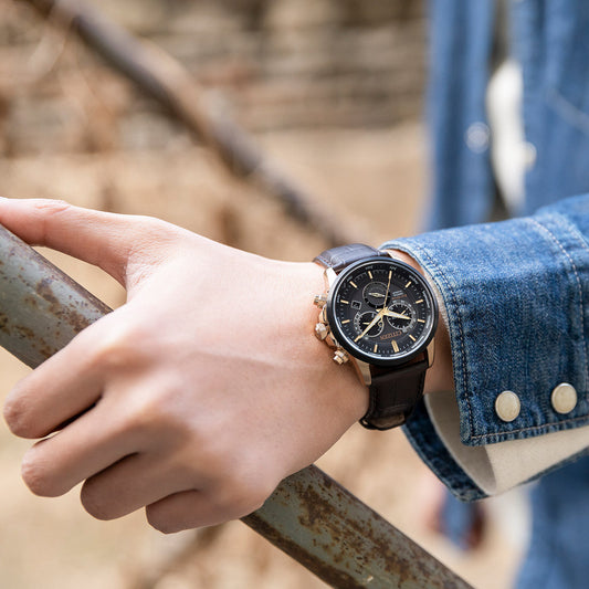 CITIZEN BL8156-12E CLASSIC ELEGANCE - MEN'S ECO-DRIVE WATCH WITH LUXURY GOLD & BROWN LEATHER-i-Watch-2