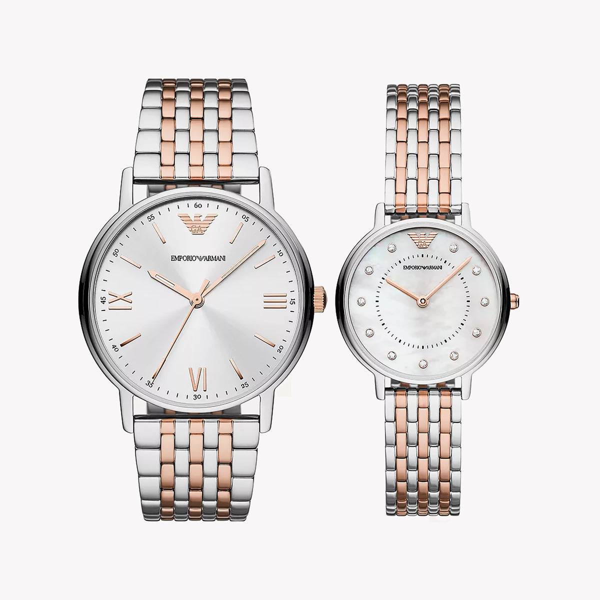 EMPORIO ARMANI AR90008 - ELEGANT TIMEPIECE FOR THE MODERN WOMAN - SILVER & GOLD STAINLESS STEEL WATCH