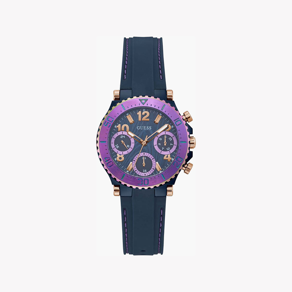 GUESS WATCHES GW0466L2 - Vivid Rose Gold & Blue Silicone Watch-i-Watch