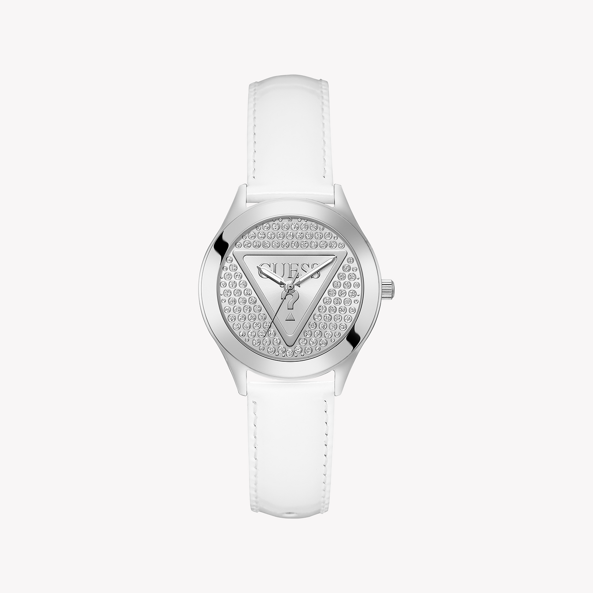 GUESS GW0745L3 - MODERN ELEGANCE: STUNNING SILVER & LEATHER WOMEN'S WATCH