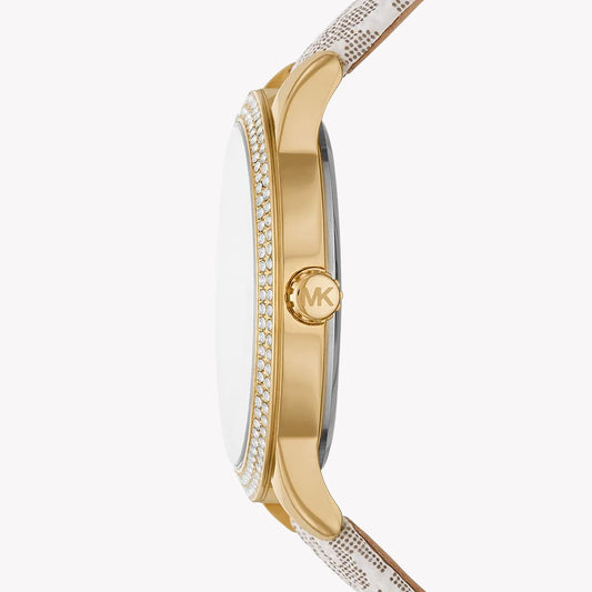 MICHAEL KORS MK6967 - CONTEMPORARY CHIC GOLD-TONE WOMEN'S WATCH WITH WHITE LEATHER BAND-i-Watch-2