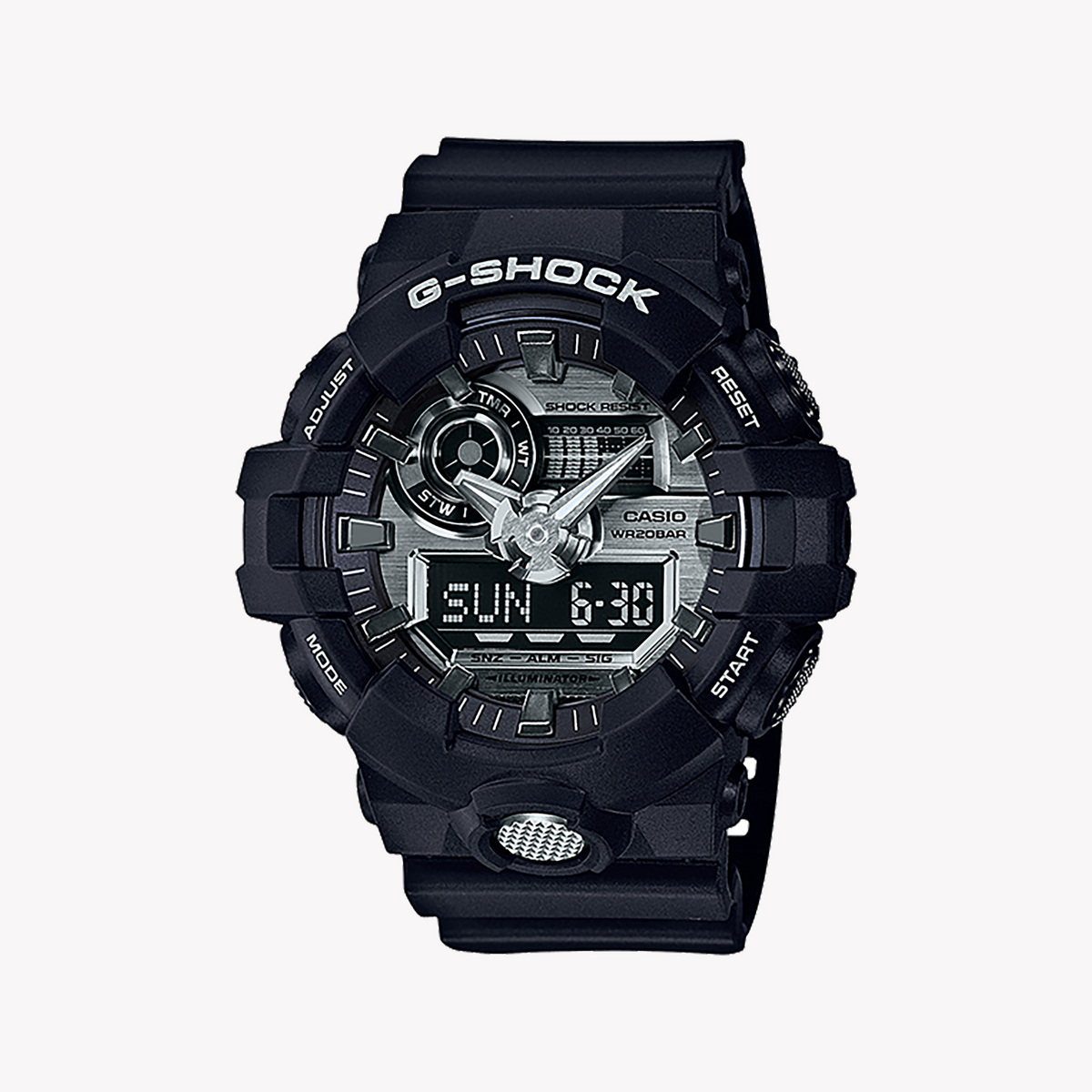 CASIO G-SHOCK GA-710-1A BOLD ADVENTURE - MEN'S SPORTY RESILIENT BLACK WATCH with LED Light and 200m Water Resistance