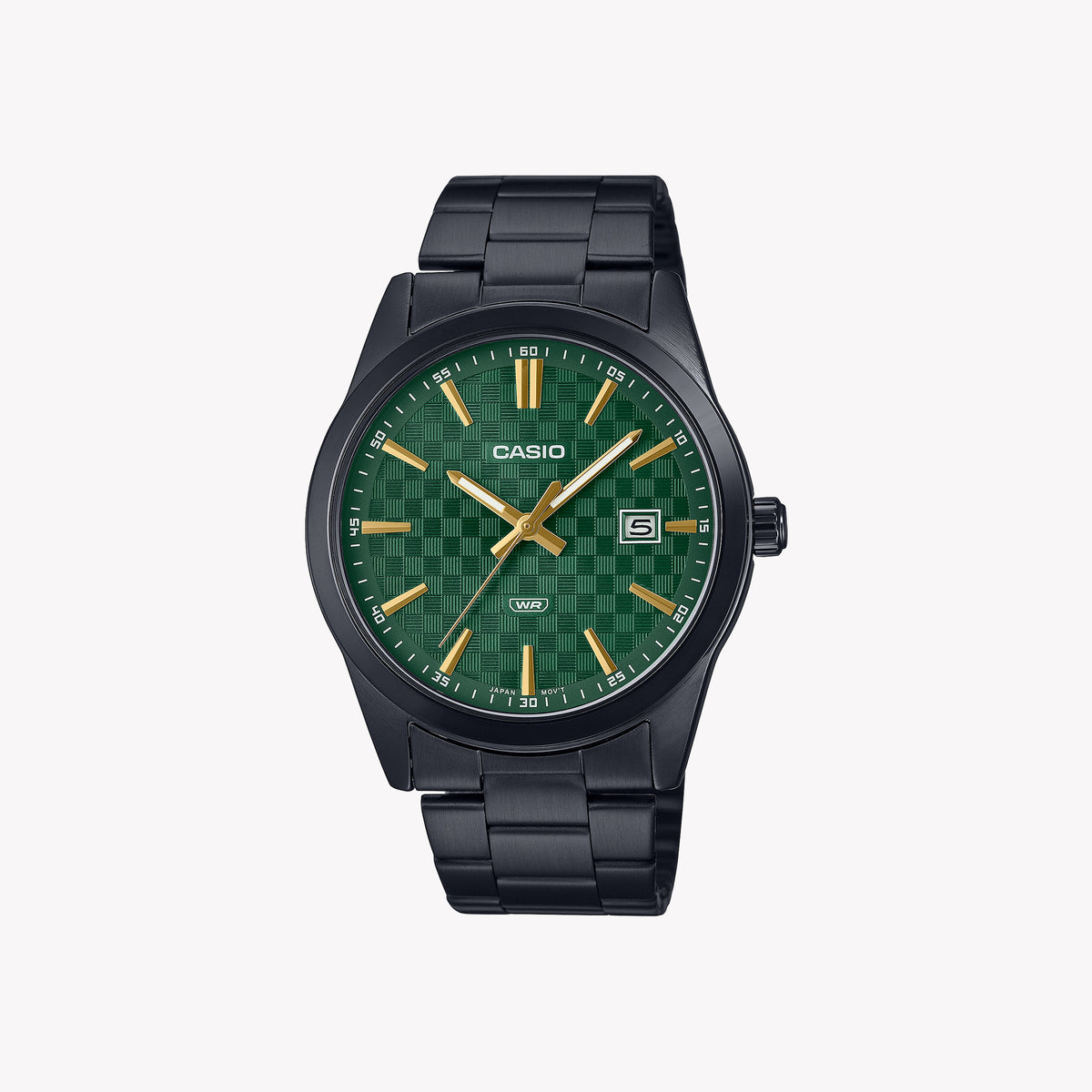 CASIO MTP-VD03B-3A BOLD SPORTY TIMEPIECE - UNLEASH YOUR INNER ADVENTURER Men's Watch with black ion plated band and striking green dial