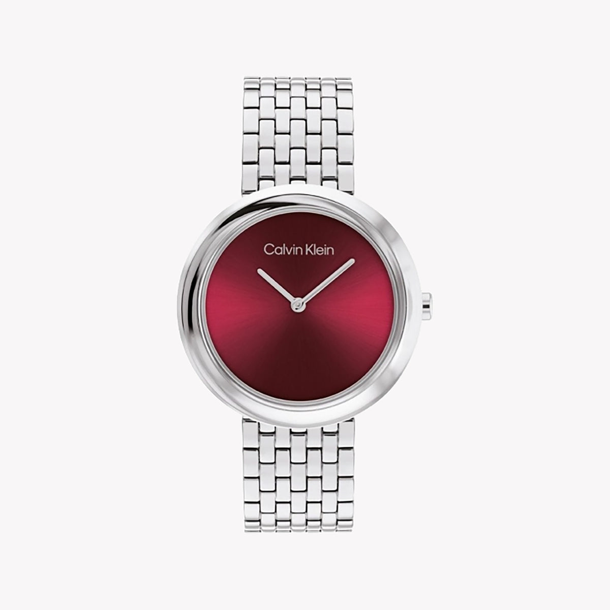 CK CALVIN KLEIN BOLD FUSION - VIBRANT RED DIAL & SILVER STAINLESS STEEL WOMEN'S WATCH