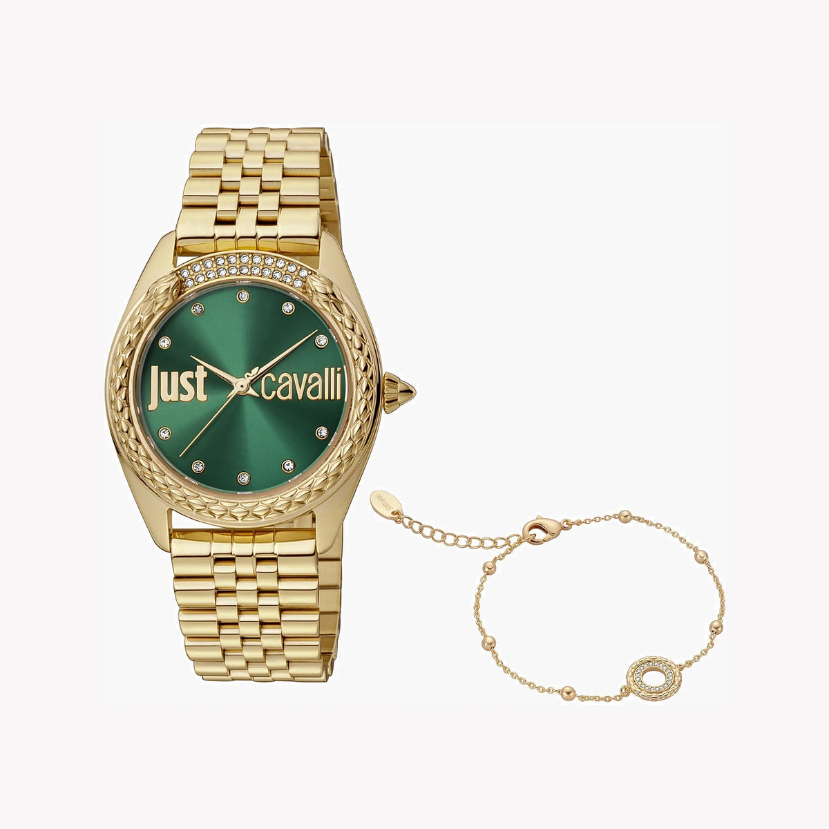 JUST CAVALLI Women's Watch with Gold Stainless Steel Case and Gold Stainless Steel Band