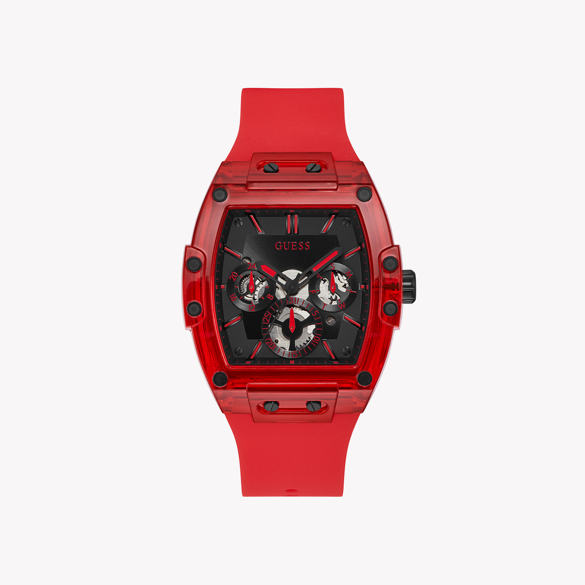 GUESS GW0203G5 BOLD ADVENTURE - STRIKING RED & BLACK MEN'S WATCH WITH SILICONE BAND