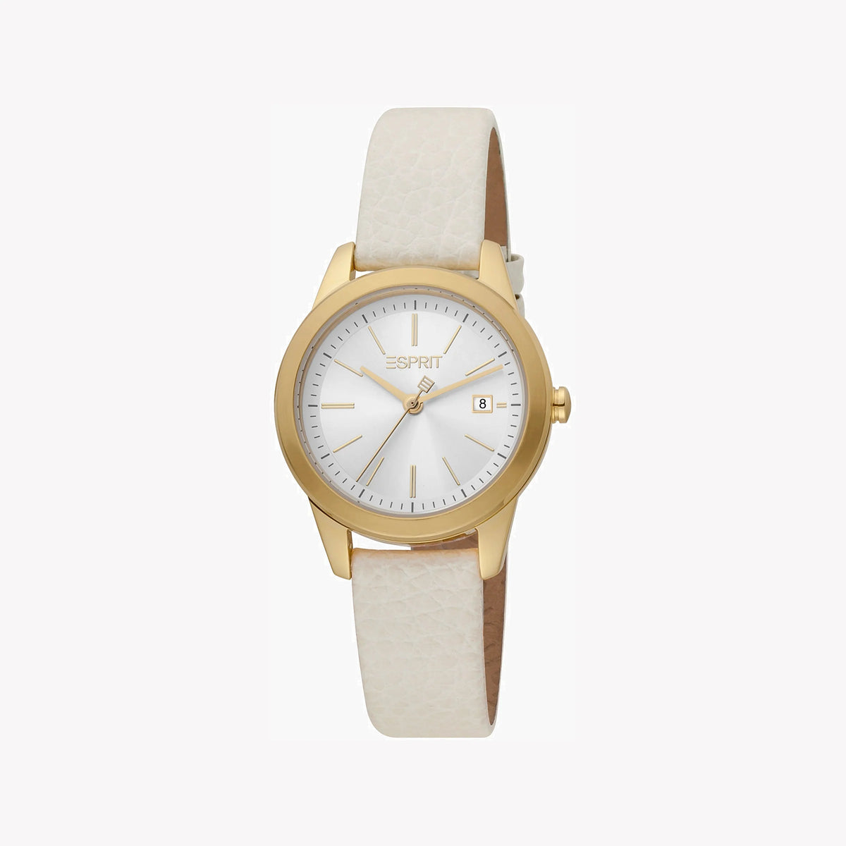 ESPRIT Women's Watch with Silver Stainless Steel Case and Beige Leather Band