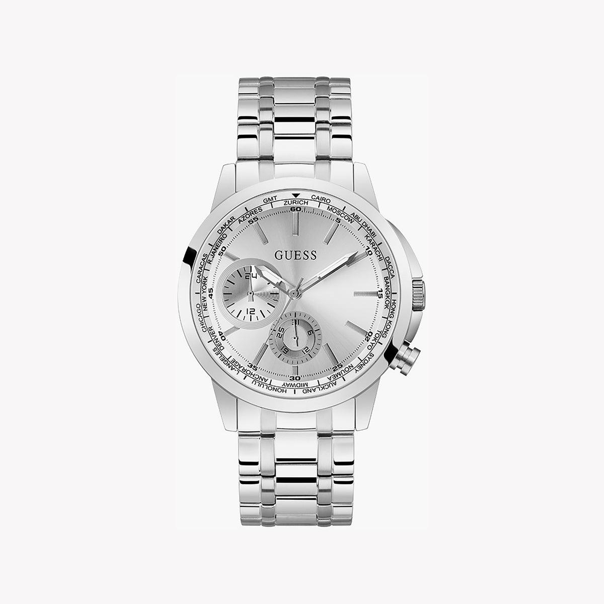 GUESS GW0490G1 BOLD TIMEPIECE - STYLISH MEN'S WATCH WITH SILVER STAINLESS STEEL BAND