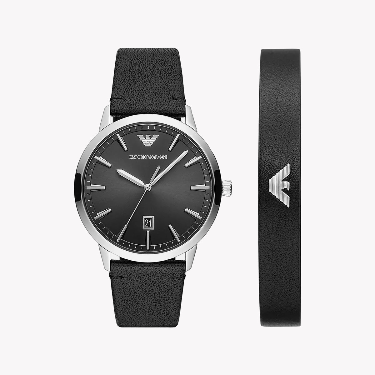 EMPORIO ARMANI AR80064SET - BOLD SOPHISTICATION MEN'S WATCH WITH STYLISH BLACK DIAL & LEATHER BAND