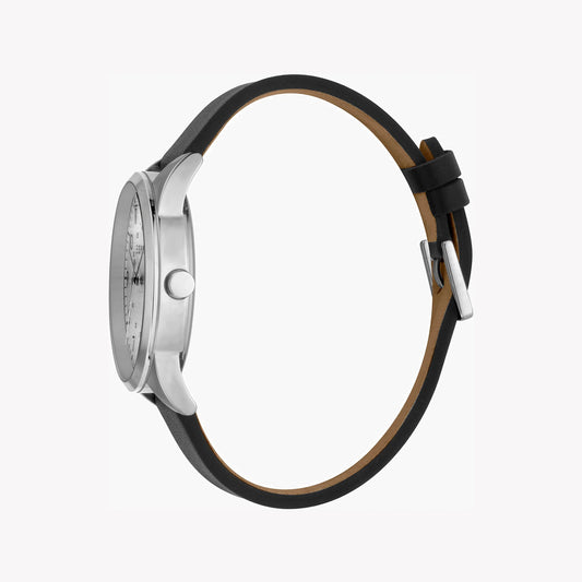ESPRIT MEN'S ELEGANT BLACK LEATHER & SILVER DIAL TIMEPIECE – STYLISH & DURABLE 42MM WATCH-i-Watch-2