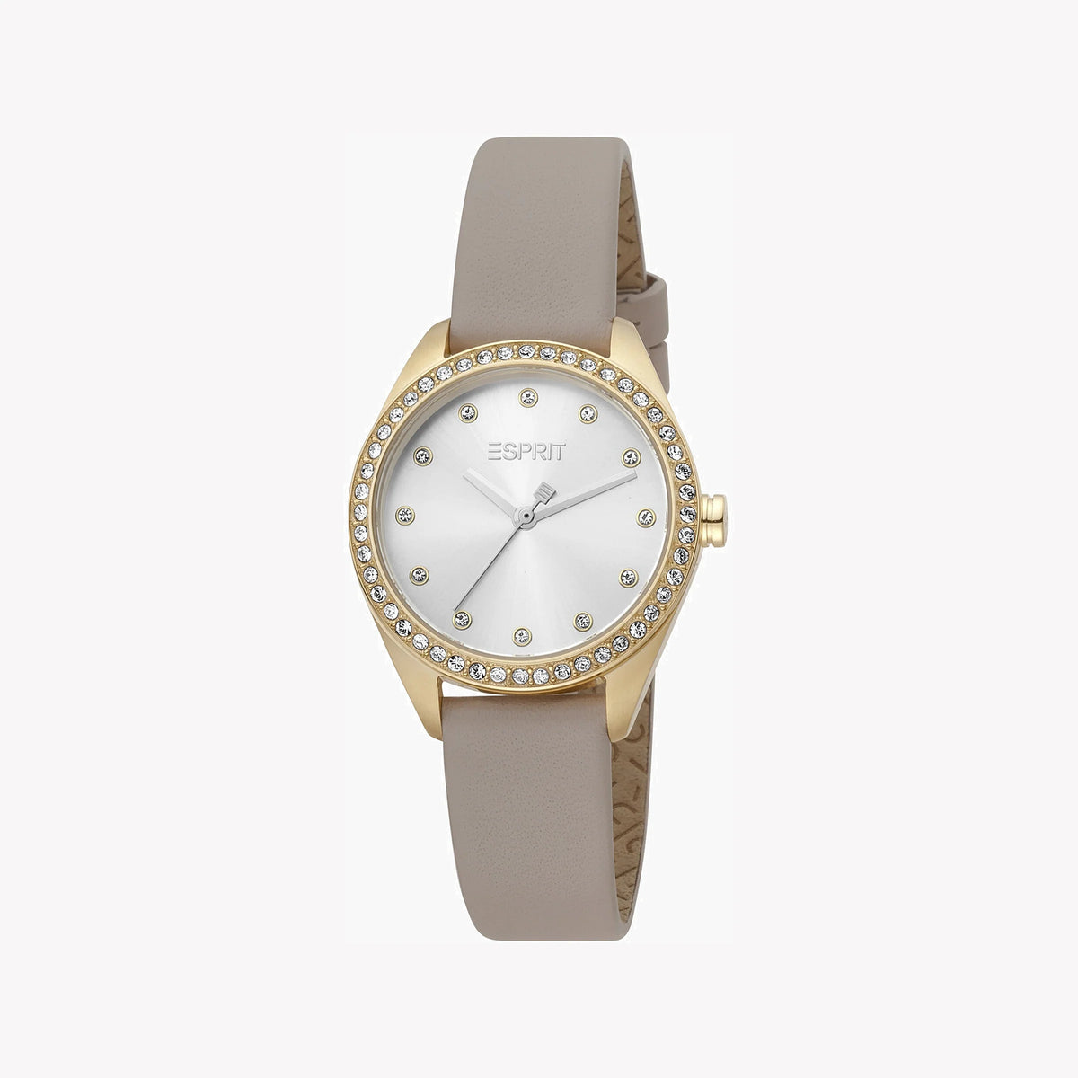 ESPRIT Women's Watch with Silver Stainless Steel Case and Beige Leather Band