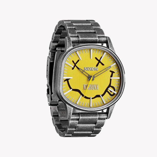 NIXON Men's Silver Stainless Steel Watch, Yellow Dial | A1417-5273