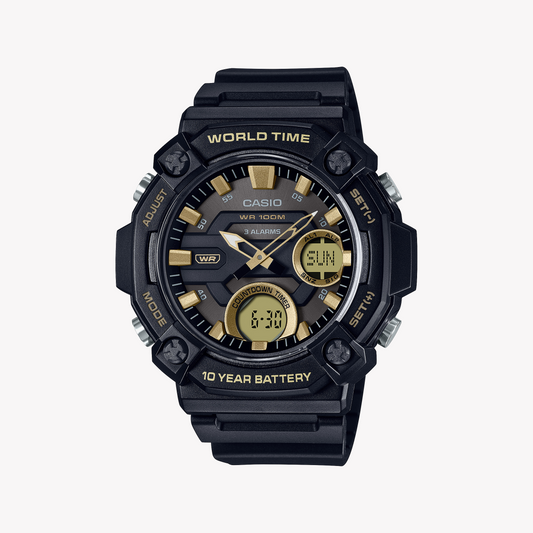 CASIO AEQ-120W-9AVDF ADVENTURE TIME – SPORTLICHE DIGITALE HERRENUHR MIT SCHWARZEM HARZBAND