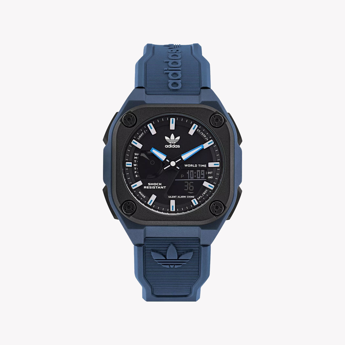 ADIDAS Men's Blue Rubber Sports Watch, Black Dial | AOST22545
