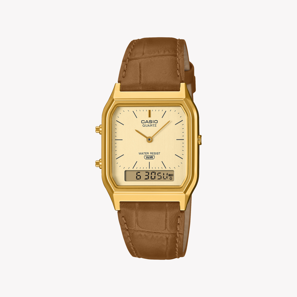 CASIO Unisex Leather Gold Watch | AQ-230EGL-9AEF