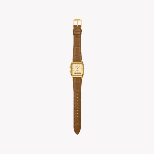 CASIO Unisex Leather Gold Watch | AQ-230EGL-9AEF