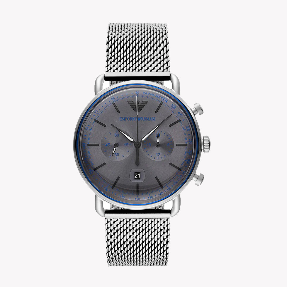 Emporio Armani AR11383 Aviator Chronograph Men's Watch - Grey Dial