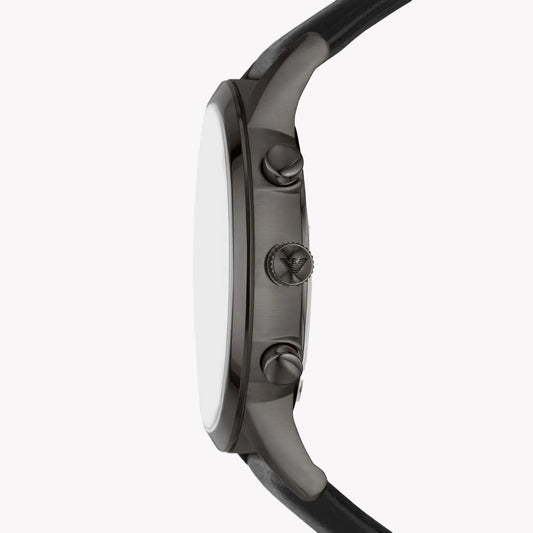 Emporio Armani Men's Silver/Black Leather Watch | AR11473