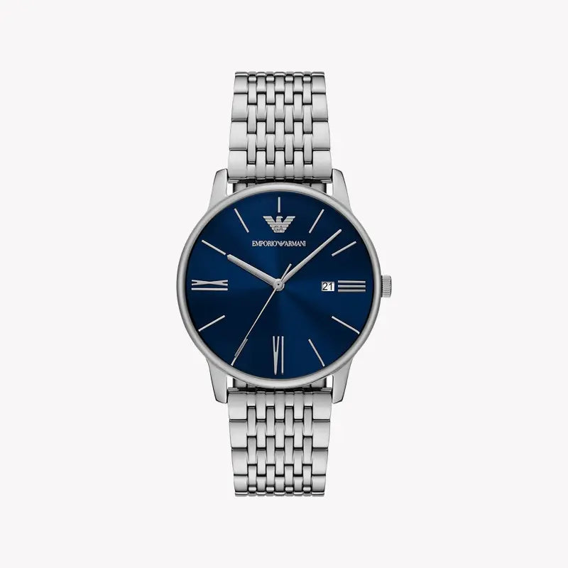 Emporio Armani Men's Silver Watch, Blue Dial | Ar11674