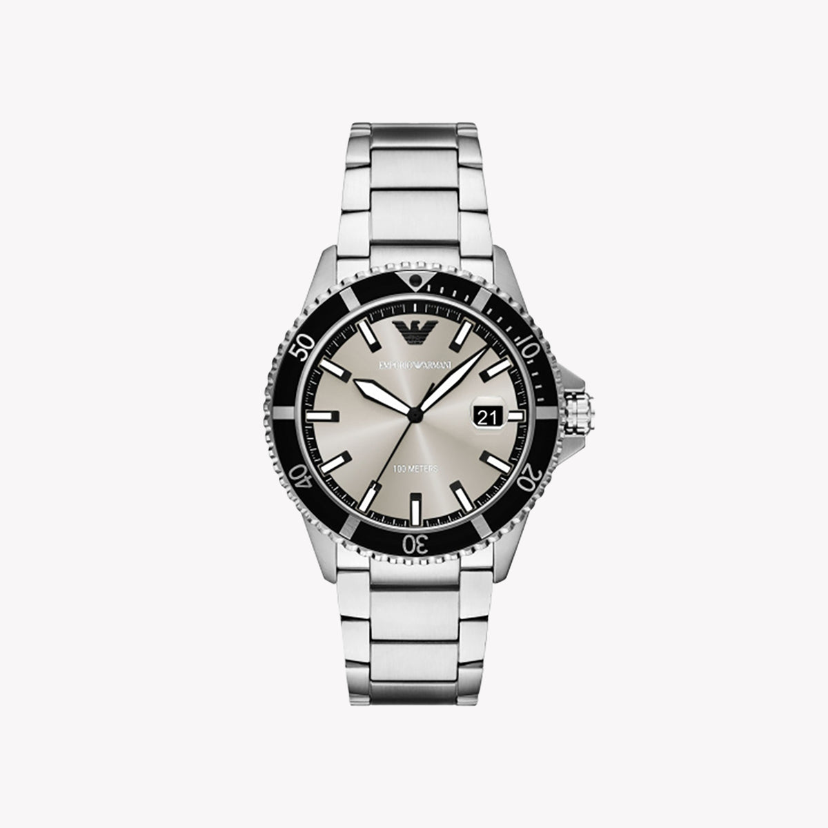 Emporio Armani Men's Silver Stainless Steel Grey Dial Watch | Ar11683