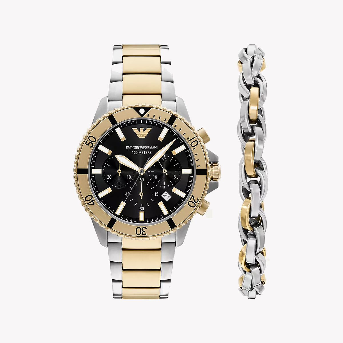 Emporio Armani Men's Silver/Gold, Black | Ar80073set