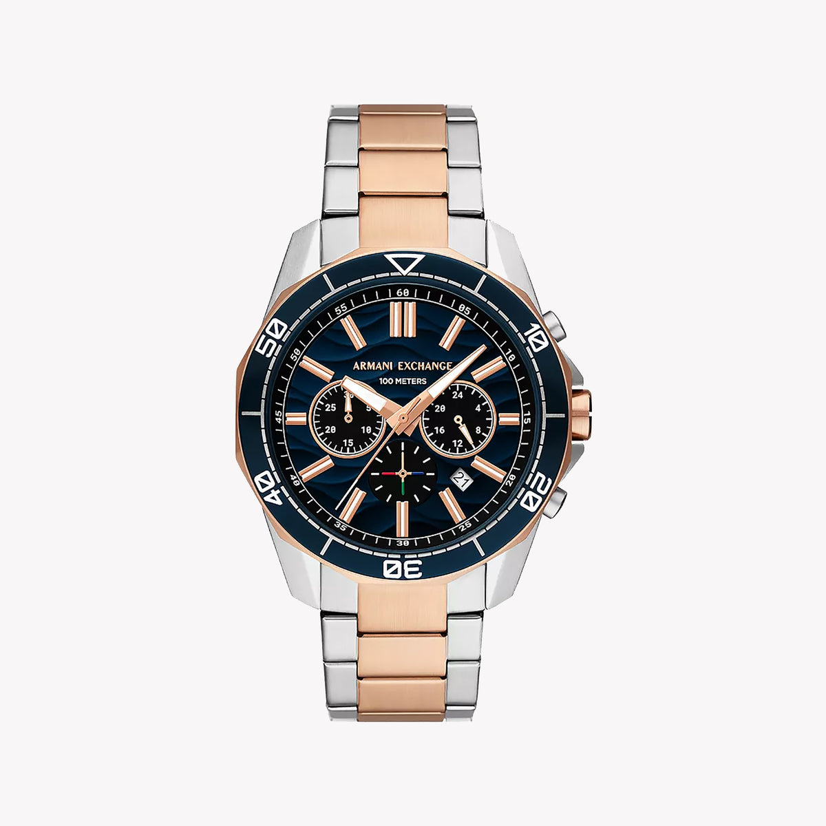 A|X Armani Exchange Men's Rose Gold & Silver Watch, Blue Dial | Ax1965